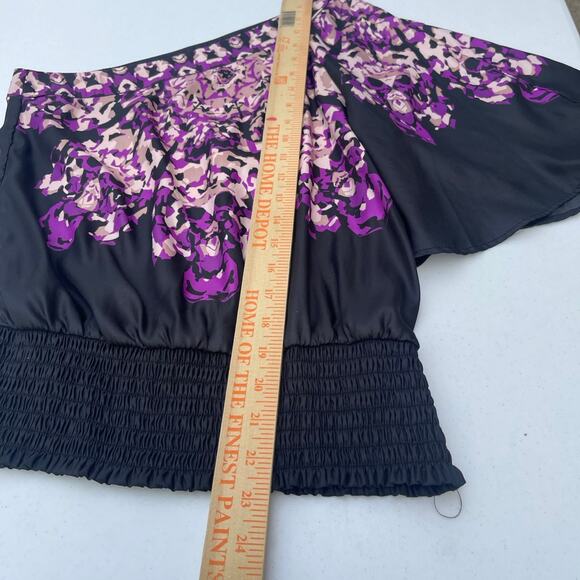 Y2K 00s Vtg Floral Festival Whimsigoth Asymmetrical Rampage One Shoulder Top XS - Picture 9 of 12